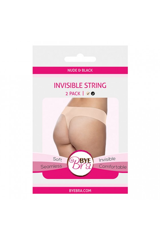 Bye Bra - Invisible Thong (Nude & Black 2-Pack) L