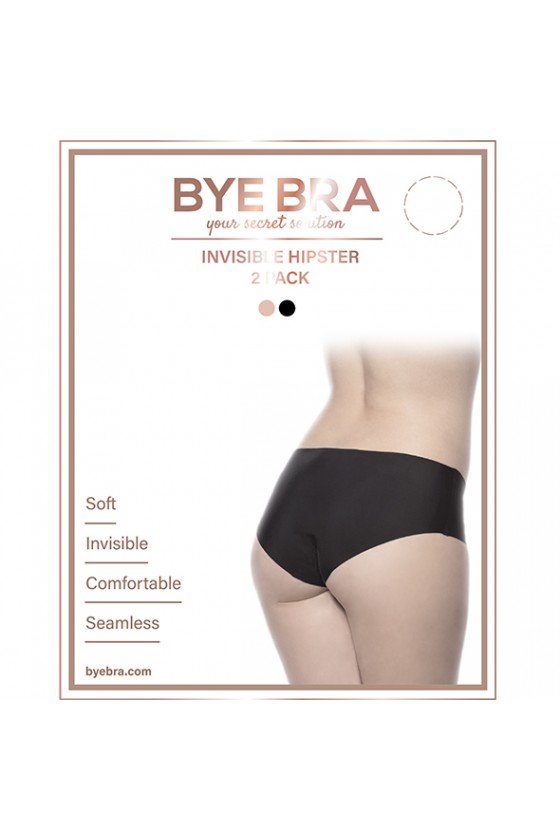 Bye Bra - Invisible Hipster (Nude & Black 2-Pack) M