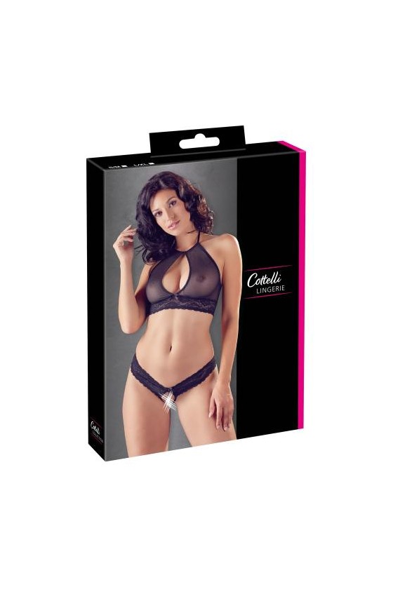 Sexy schieres crotchless 2-Teiliges Set