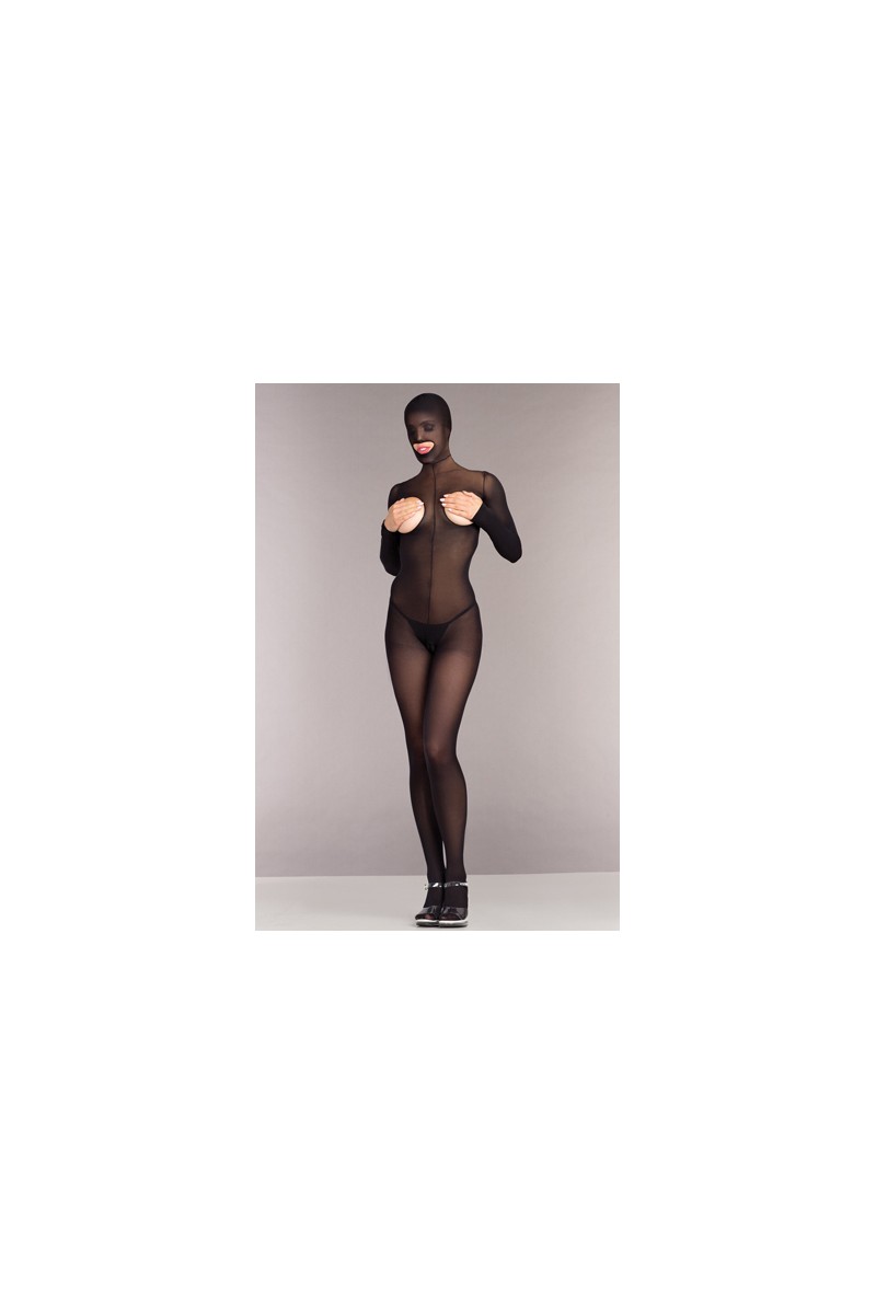 Ouvert Catsuit ohne Cups mit Kapuze