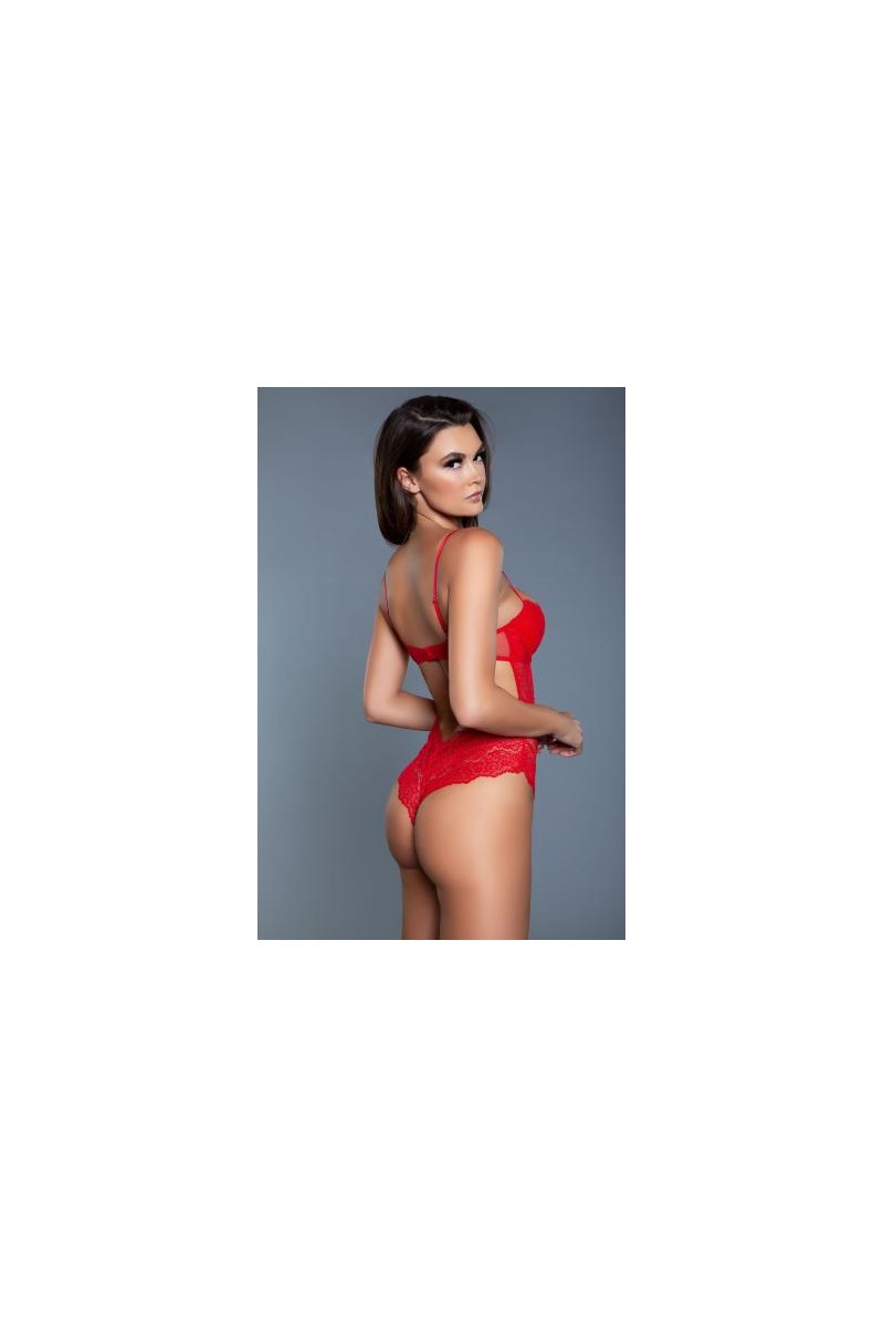 Ariella Spitzen-Bodysuit - Rot