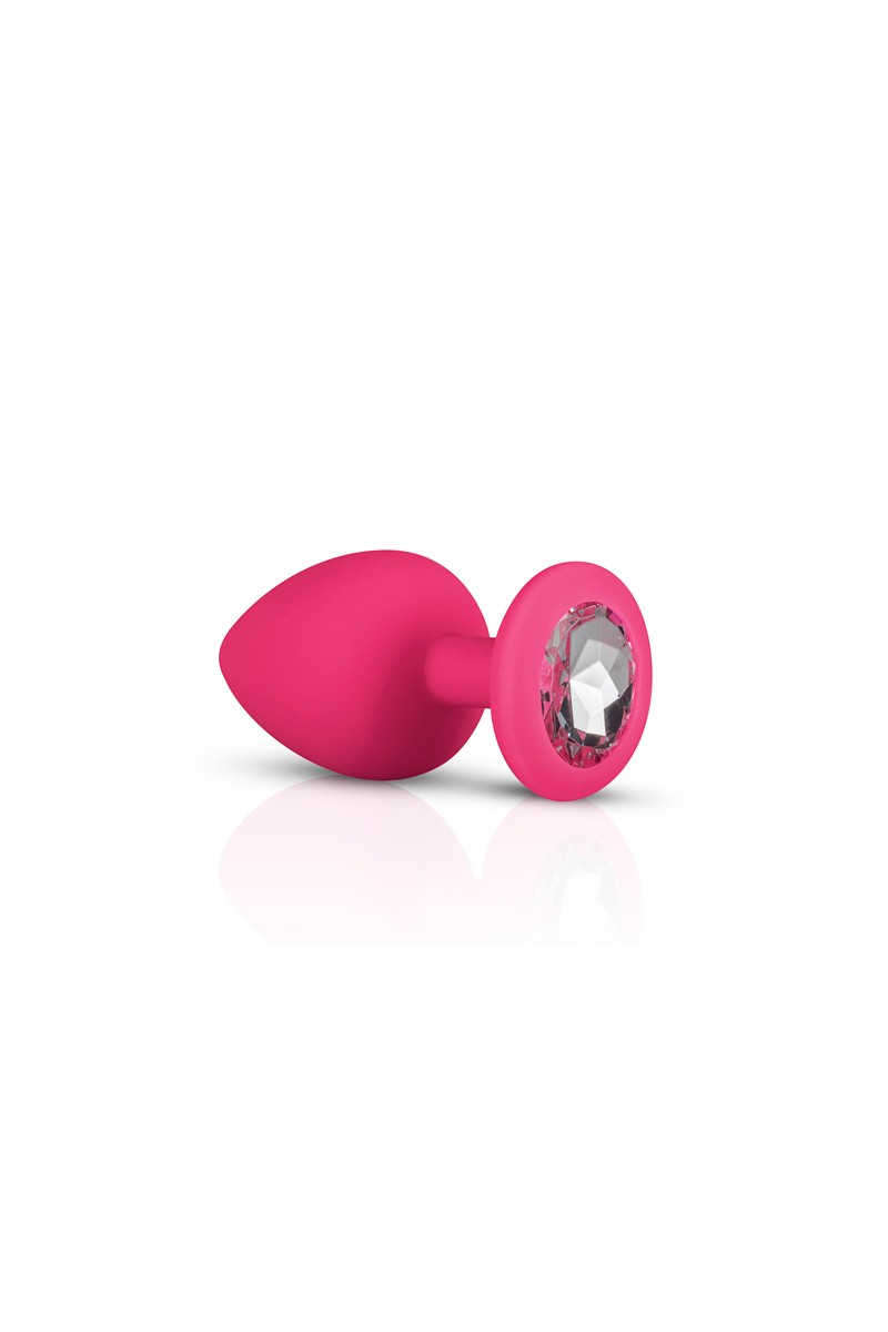 Analplug aus Silikon mit Diamant - pink