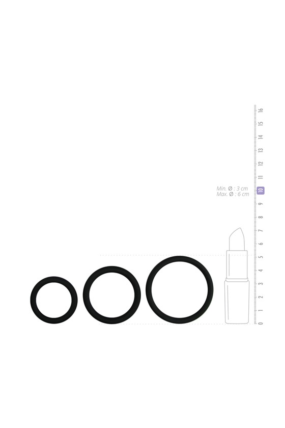 Cockring-Set mit drei verschiedenen Ringgrößen - Schwarz
