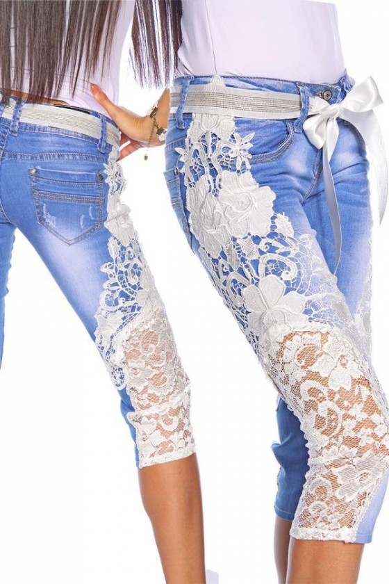 Capri-Jeans mit Spitze